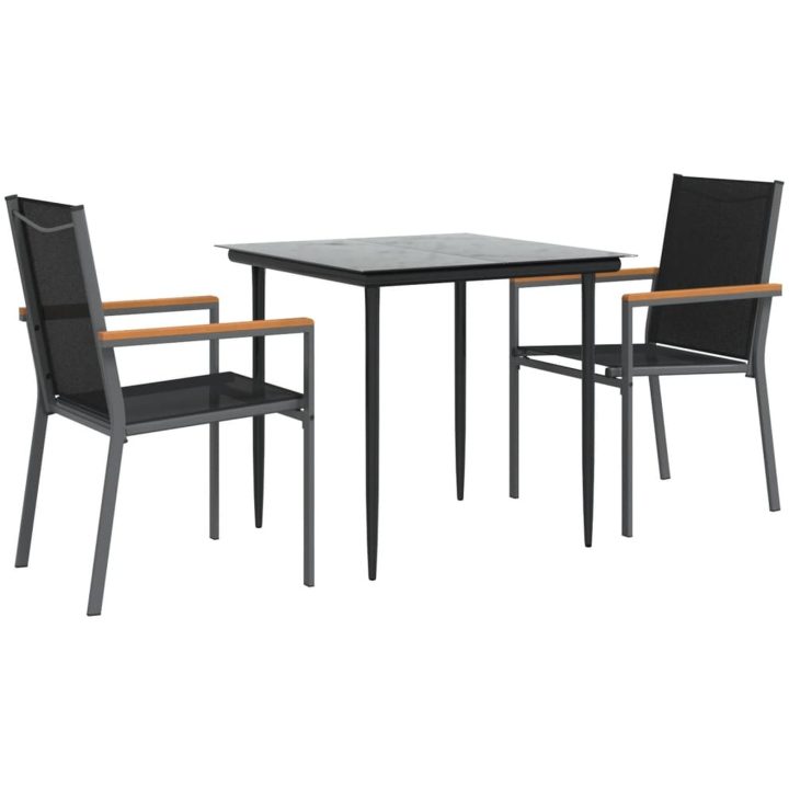 Matgrupp för trädgården 3 delar textilen och stål vidaXL 80 cm bordslängd – bild 3
