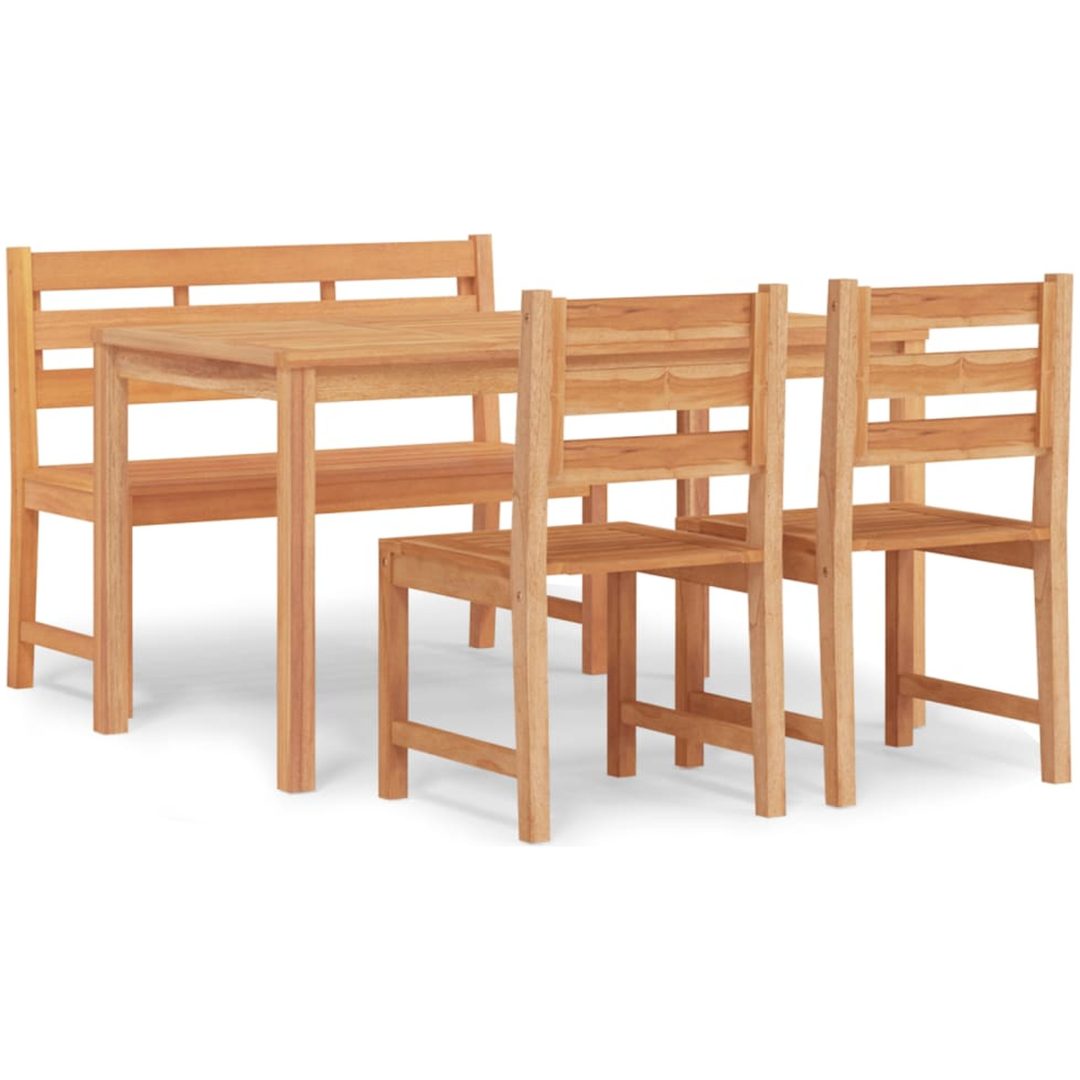 Matgrupp för trädgården 4 delar massiv teak vidaXL 140 cm table length – bild 2