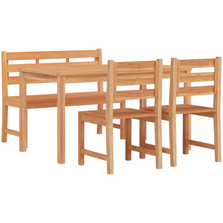 Matgrupp för trädgården 4 delar massiv teak vidaXL 140 cm table length – bild 3