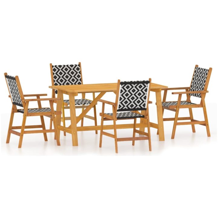Matgrupp för trädgården 5 delar akaciaträ vidaXL 140 cm table length – bild 2