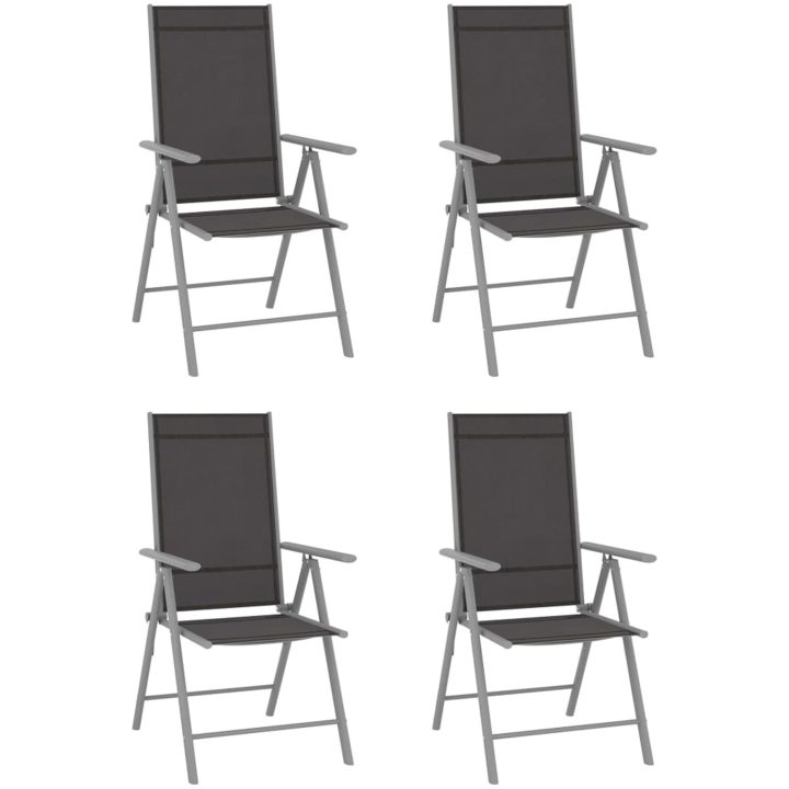 Matgrupp för trädgården 5 delar aluminium och textilen silver vidaXL – bild 2