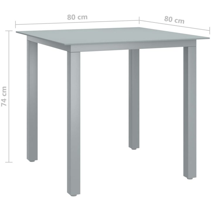 Matgrupp för trädgården 5 delar aluminium silver och svart vidaXL 80 cm table length – bild 12