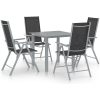 Matgrupp för trädgården 5 delar aluminium silver och svart vidaXL 80 cm table length – miniatyr 1