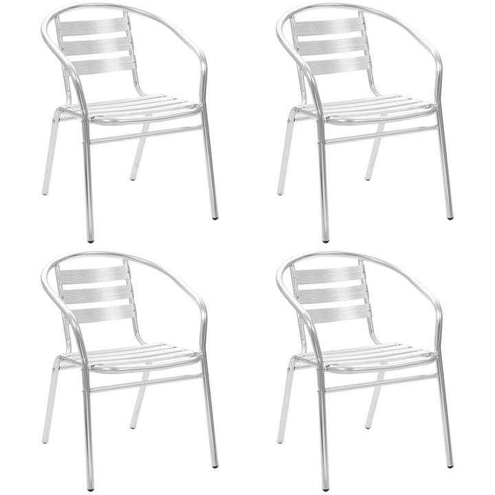 Matgrupp för trädgården 5 delar aluminium silver vidaXL – bild 2
