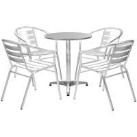 Matgrupp för trädgården 5 delar aluminium silver vidaXL