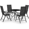 Matgrupp för trädgården 5 delar aluminium & textilen svart vidaXL – miniatyr 1