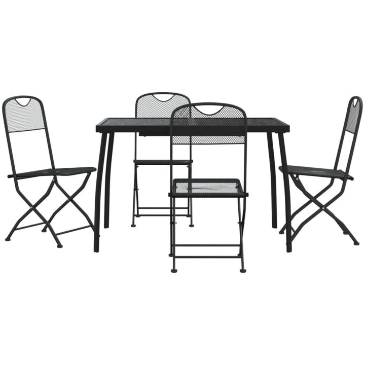 Matgrupp för trädgården 5 delar antracit metallnät vidaXL 110 cm table length – bild 2