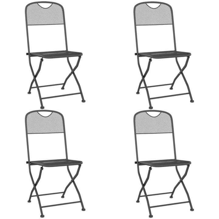 Matgrupp för trädgården 5 delar antracit metallnät vidaXL 110 cm table length – bild 3