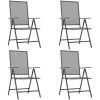 Matgrupp för trädgården 5 delar antracit stål vidaXL 110 cm table length – miniatyr 4