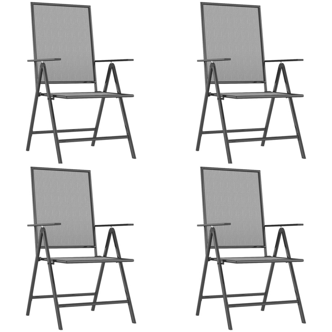 Matgrupp för trädgården 5 delar antracit stål vidaXL 110 cm table length – bild 4