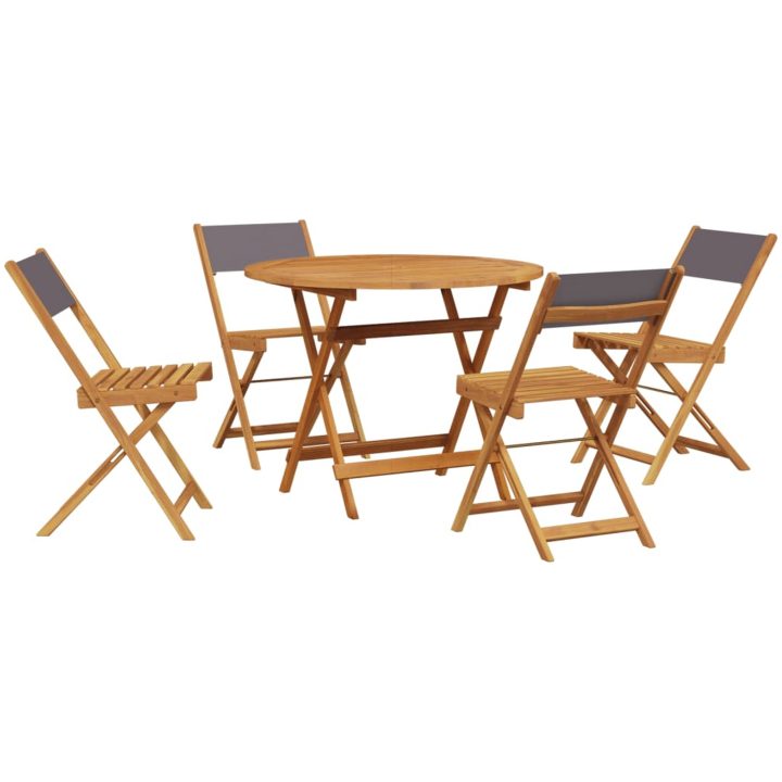 Matgrupp för trädgården 5 delar antracit tyg och massivt trä vidaXL 90 x 75 cm – bild 2
