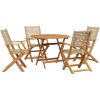 Matgrupp för trädgården 5 delar beige konstrotting/massivt trä vidaXL 90 x 75 cm – miniatyr 2