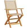 Matgrupp för trädgården 5 delar beige konstrotting/massivt trä vidaXL 90 x 75 cm – miniatyr 3