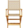Matgrupp för trädgården 5 delar beige konstrotting/massivt trä vidaXL 90 x 75 cm – miniatyr 4