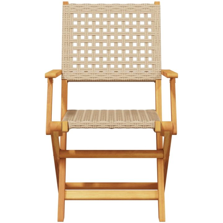 Matgrupp för trädgården 5 delar beige konstrotting/massivt trä vidaXL 90 x 75 cm – bild 4