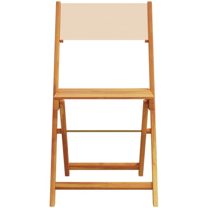 Matgrupp för trädgården 5 delar beige tyg och massivt trä vidaXL 90 x 75 cm – bild 4