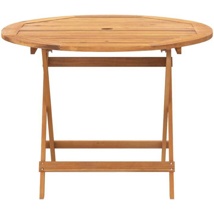 Matgrupp för trädgården 5 delar blå och vit tyg och massivt trä vidaXL 90 x 75 cm – bild 5