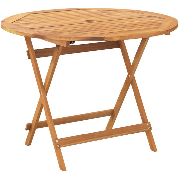 Matgrupp för trädgården 5 delar blå och vit tyg och massivt trä vidaXL 90 x 75 cm – bild 6