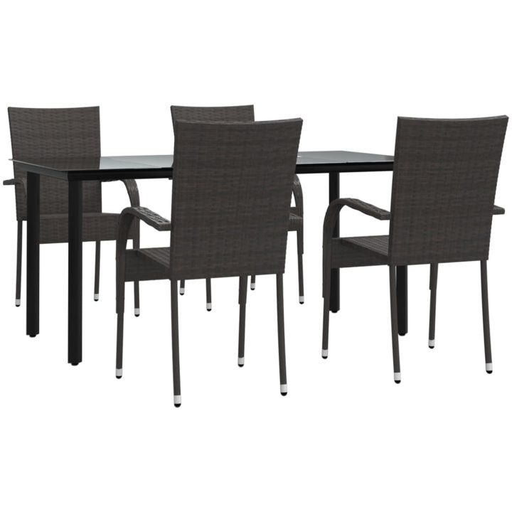Matgrupp för trädgården 5 delar brun konstrottning vidaXL 160 cm table length – bild 2