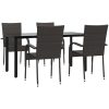 Matgrupp för trädgården 5 delar brun konstrottning vidaXL 160 cm table length – miniatyr 3