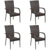 Matgrupp för trädgården 5 delar brun konstrottning vidaXL 160 cm table length – miniatyr 4