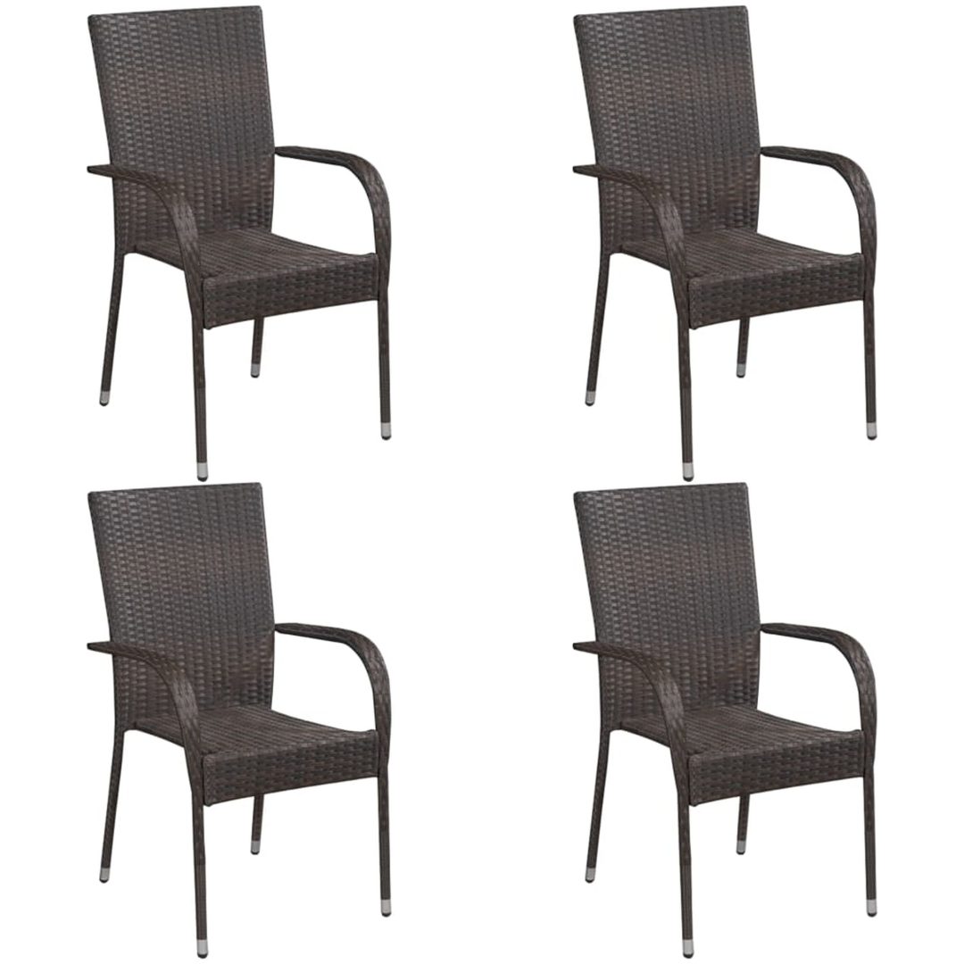 Matgrupp för trädgården 5 delar brun konstrottning vidaXL 160 cm table length – bild 4