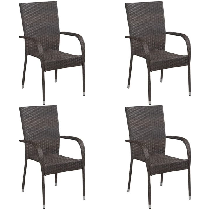 Matgrupp för trädgården 5 delar brun konstrottning vidaXL 160 cm table length – bild 4