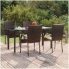 Matgrupp för trädgården 5 delar brun konstrottning vidaXL 160 cm table length – miniatyr 1