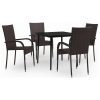 Matgrupp för trädgården 5 delar brun och svart vidaXL 80 cm table length – miniatyr 2
