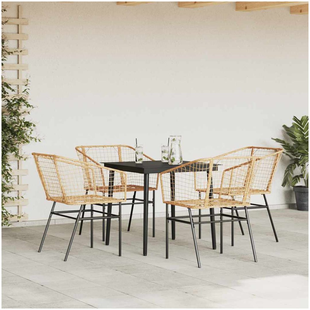 Matgrupp för trädgården 5 delar brun polyrotting glas vidaXL 80 x 80 x 74 cm – bild 3