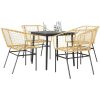 Matgrupp för trädgården 5 delar brun polyrotting glas vidaXL 80 x 80 x 74 cm – miniatyr 1