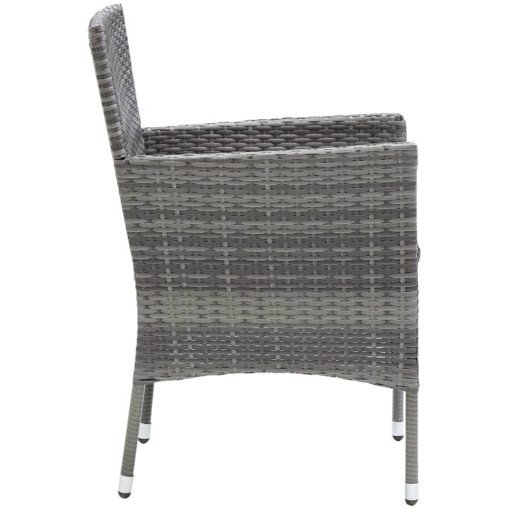 Matgrupp för trädgården 5 delar grå konstrotting och glas vidaXL – bild 10
