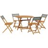 Matgrupp för trädgården 5 delar grå konstrotting/massivt trä vidaXL 90 x 75 cm – miniatyr 2