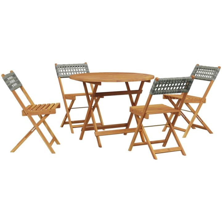 Matgrupp för trädgården 5 delar grå konstrotting/massivt trä vidaXL 90 x 75 cm – bild 2