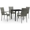 Matgrupp för trädgården 5 delar grå och svart vidaXL 80 cm table length – miniatyr 2
