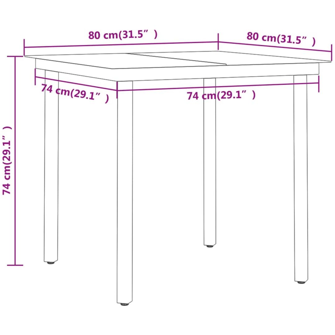 Matgrupp för trädgården 5 delar grå och svart vidaXL 80 cm table length – bild 7