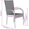 Matgrupp för trädgården 5 delar grå och svart vidaXL 80 cm table length – miniatyr 8