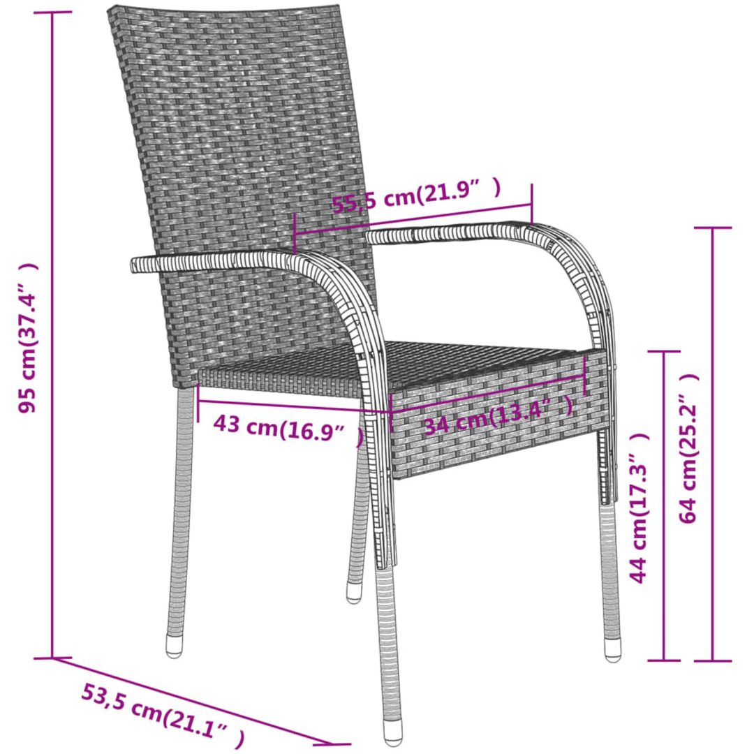 Matgrupp för trädgården 5 delar grå och svart vidaXL 80 cm table length – bild 8