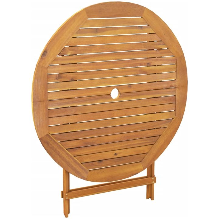 Matgrupp för trädgården 5 delar gräddvit tyg och massivt trä vidaXL 90 x 75 cm – bild 8