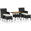 Matgrupp för trädgården 5 delar konstrotting och akacia svart vidaXL 80 x 80 x 75 cm – miniatyr 2