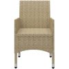 Matgrupp för trädgården 5 delar konstrotting och glas beige vidaXL – miniatyr 11