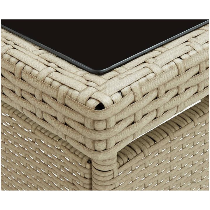 Matgrupp för trädgården 5 delar konstrotting och glas beige vidaXL – bild 5