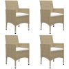 Matgrupp för trädgården 5 delar konstrotting och glas beige vidaXL – miniatyr 6