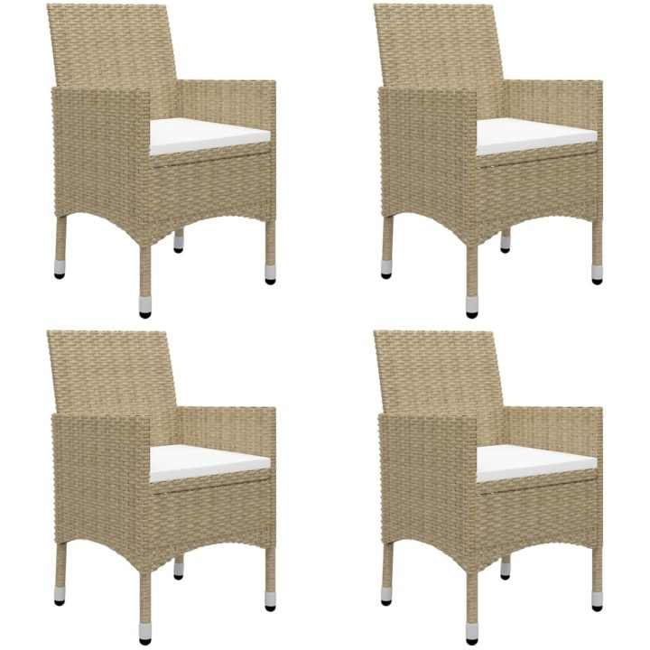 Matgrupp för trädgården 5 delar konstrotting och glas beige vidaXL – bild 6