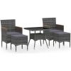 Matgrupp för trädgården 5 delar konstrotting och glas grå vidaXL 80 x 80 x 75 cm – miniatyr 2