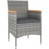 Matgrupp för trädgården 5 delar konstrotting och glas grå vidaXL 80 x 80 x 75 cm – miniatyr 5