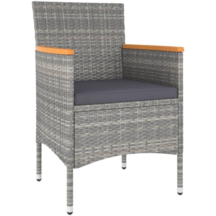 Matgrupp för trädgården 5 delar konstrotting och glas grå vidaXL 80 x 80 x 75 cm – bild 5