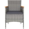 Matgrupp för trädgården 5 delar konstrotting och glas grå vidaXL 80 x 80 x 75 cm – miniatyr 6
