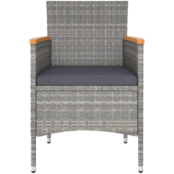 Matgrupp för trädgården 5 delar konstrotting och glas grå vidaXL 80 x 80 x 75 cm – bild 6