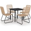 Matgrupp för trädgården 5 delar konstrotting och glas vidaXL 80 cm table length – miniatyr 2